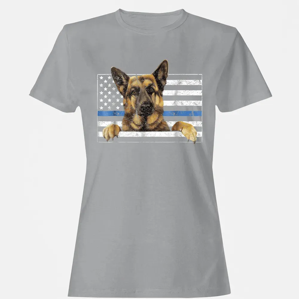 Thin Blue Line K9 German Shepherd T Dog Police Officer Women's T-shirt - 15