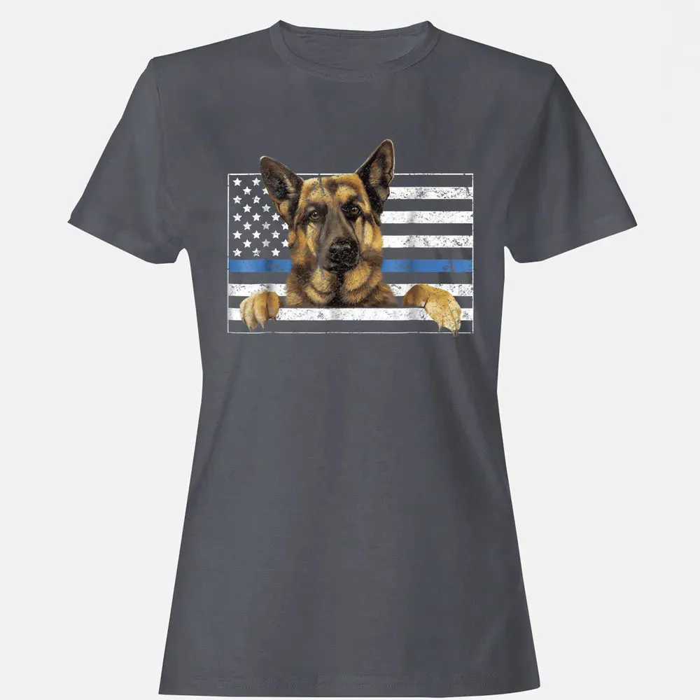 Thin Blue Line K9 German Shepherd T Dog Police Officer Women's T-shirt - 5