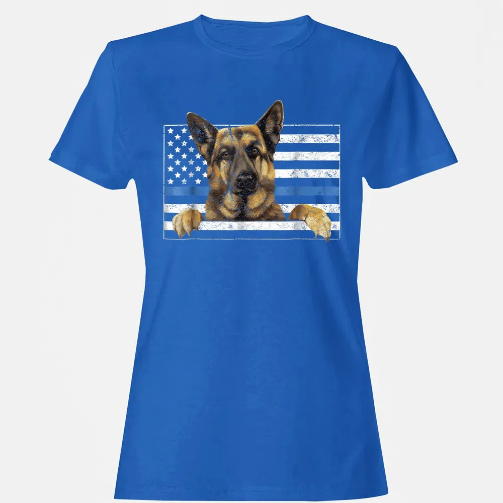 Thin Blue Line K9 German Shepherd T Dog Police Officer Women's T-shirt - 14