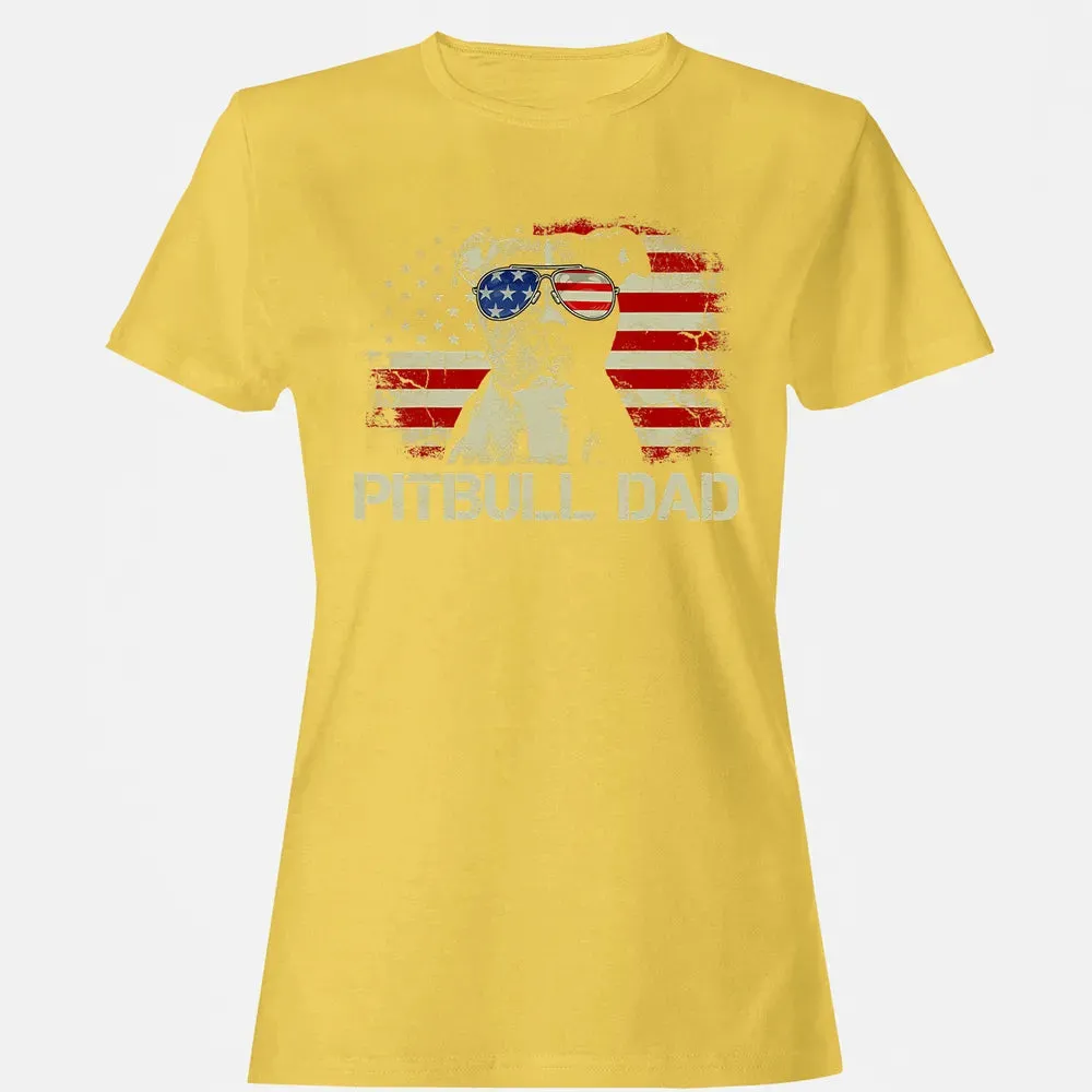 Mens Best Pitbull Dad Ever  American Flag 4th Of July Gift Women's T-shirt - 4