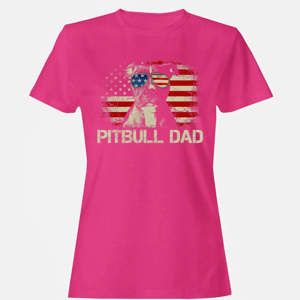 Mens Best Pitbull Dad Ever  American Flag 4th Of July Gift Women's T-shirt - 6