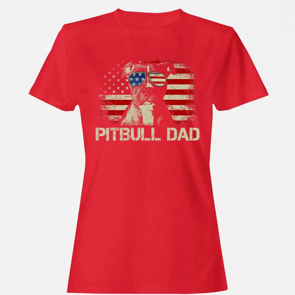 Mens Best Pitbull Dad Ever  American Flag 4th Of July Gift Women's T-shirt - 13
