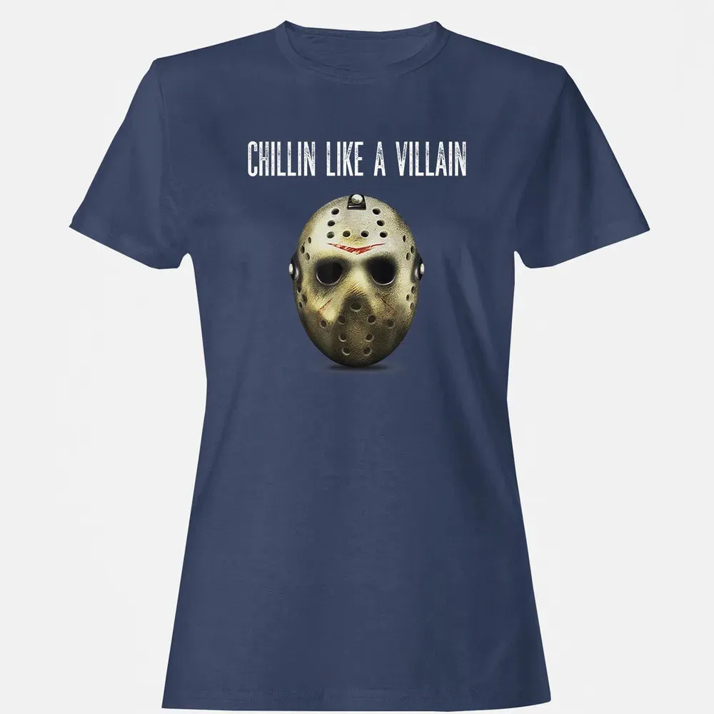 Chillin Like A Villain Hockey Mask Funny Horror Movie Women's T-shirt - 10