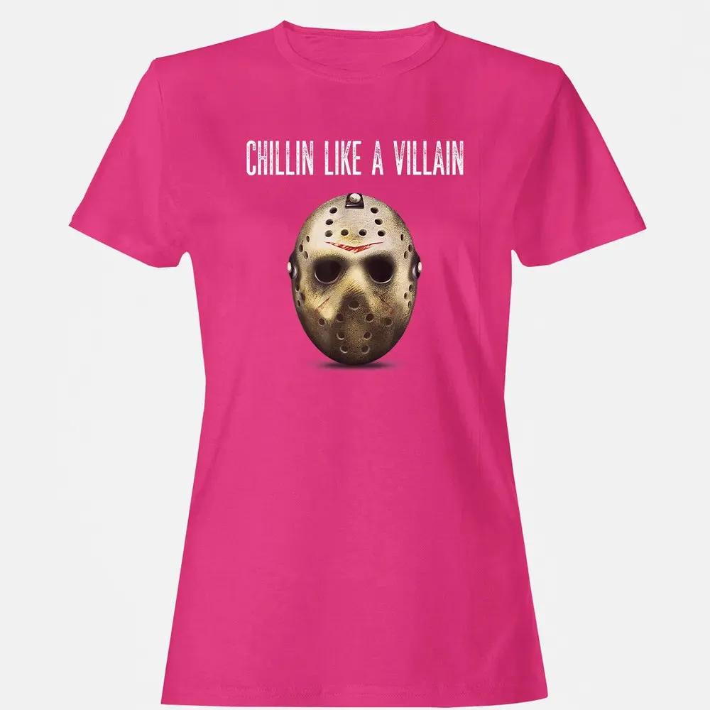 Chillin Like A Villain Hockey Mask Funny Horror Movie Women's T-shirt - 6