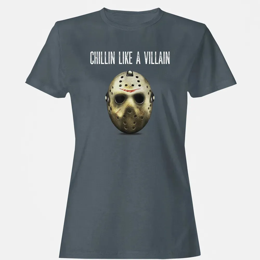 Chillin Like A Villain Hockey Mask Funny Horror Movie Women's T-shirt - 3