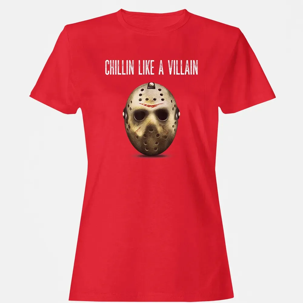 Chillin Like A Villain Hockey Mask Funny Horror Movie Women's T-shirt - 13