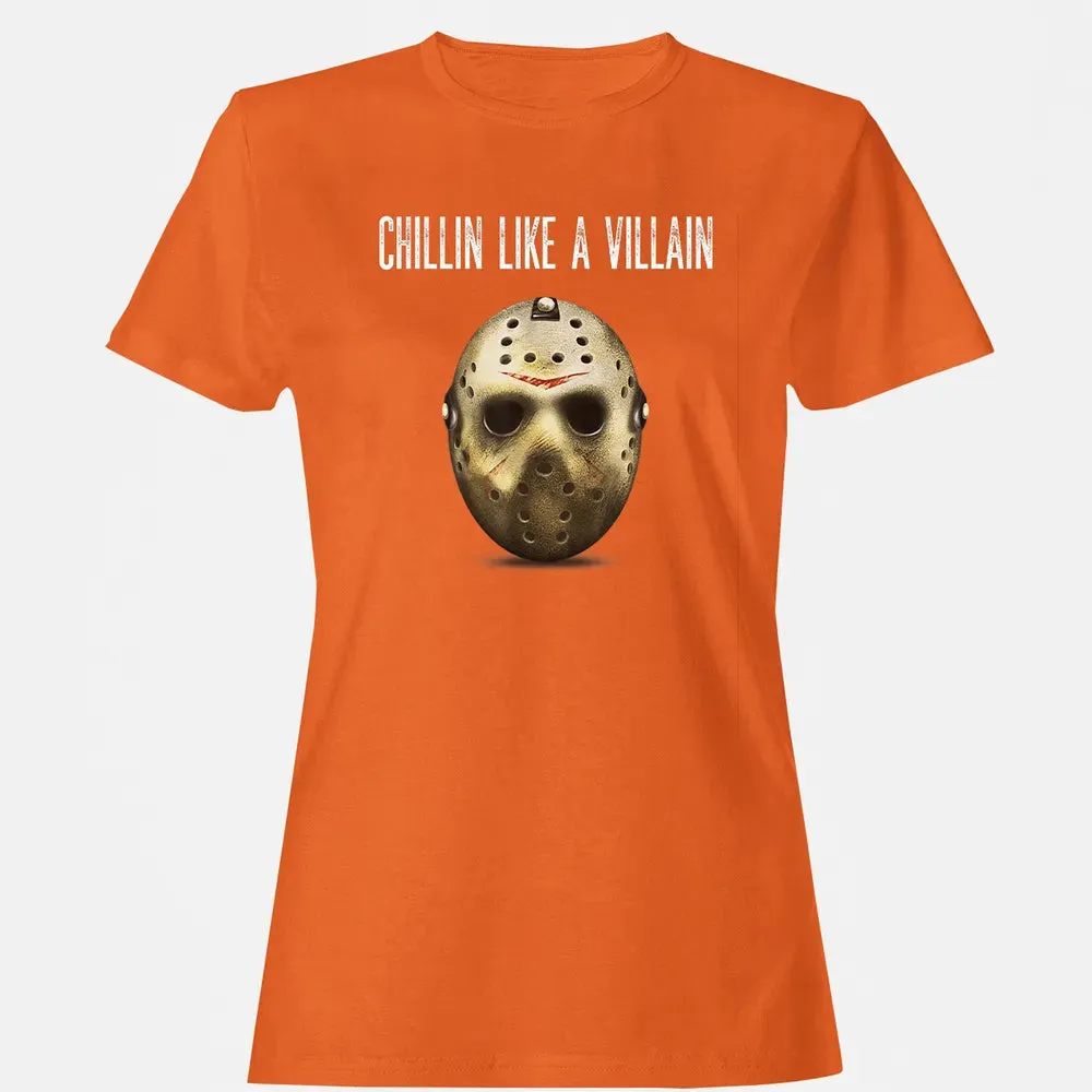 Chillin Like A Villain Hockey Mask Funny Horror Movie Women's T-shirt - 11
