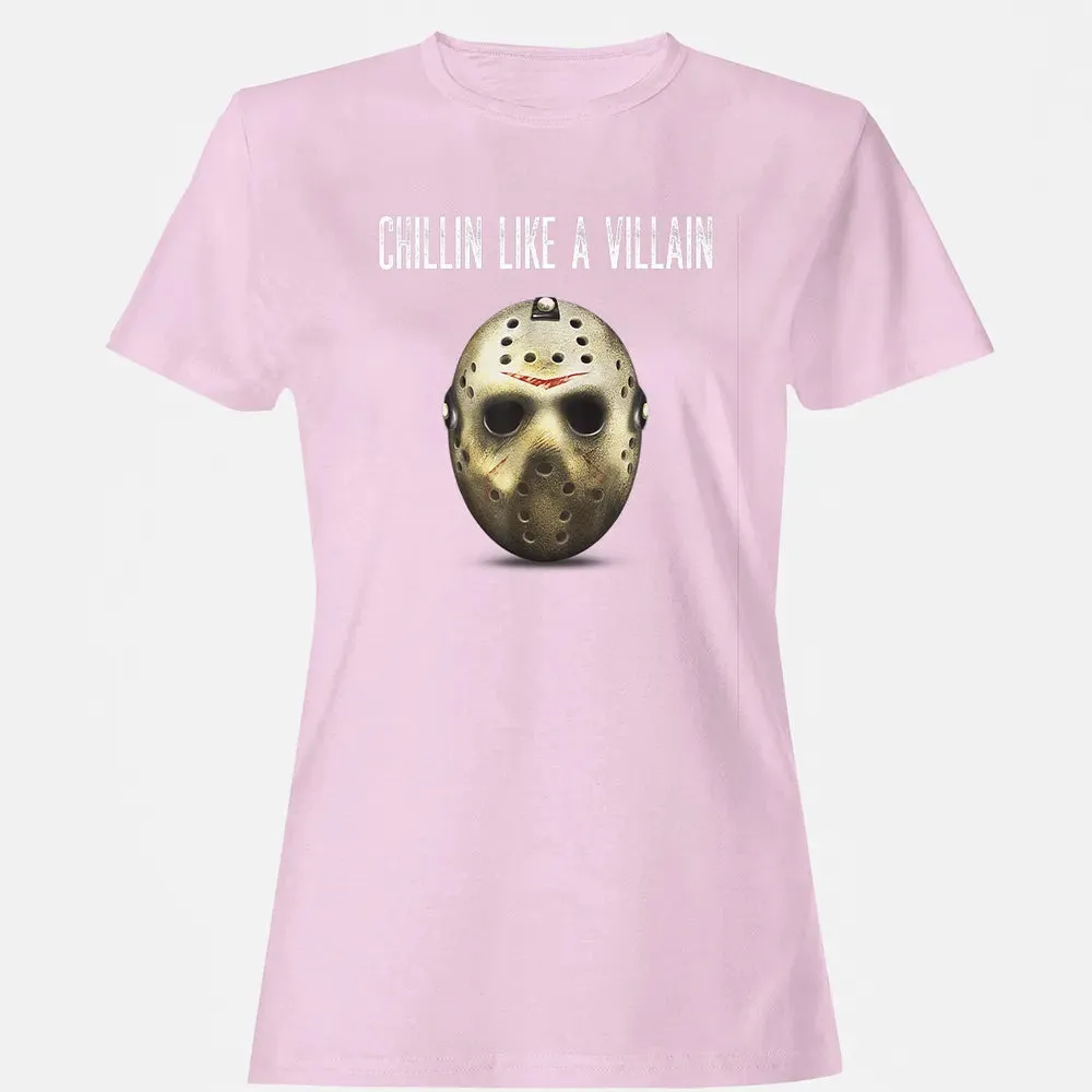 Chillin Like A Villain Hockey Mask Funny Horror Movie Women's T-shirt - 9