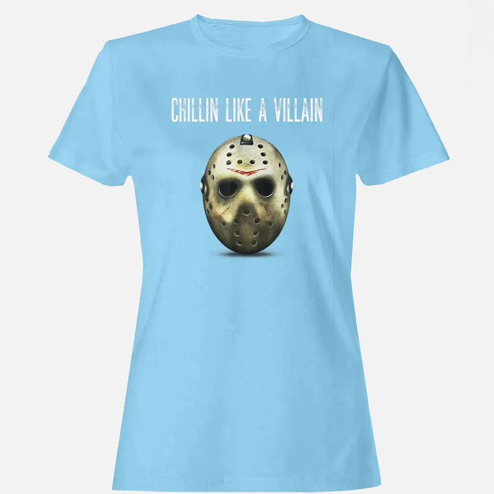 Chillin Like A Villain Hockey Mask Funny Horror Movie Women's T-shirt - 8