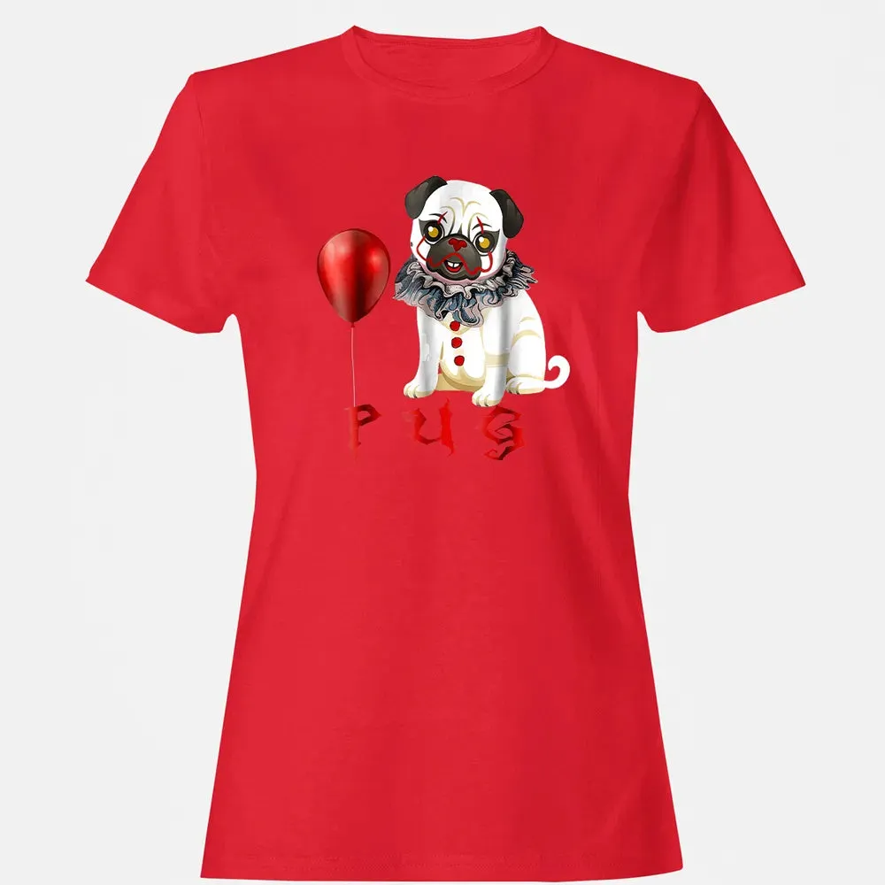 Pug Clown Funny Halloween Costume Horror Balloon Gift T Women's T-shirt - 13