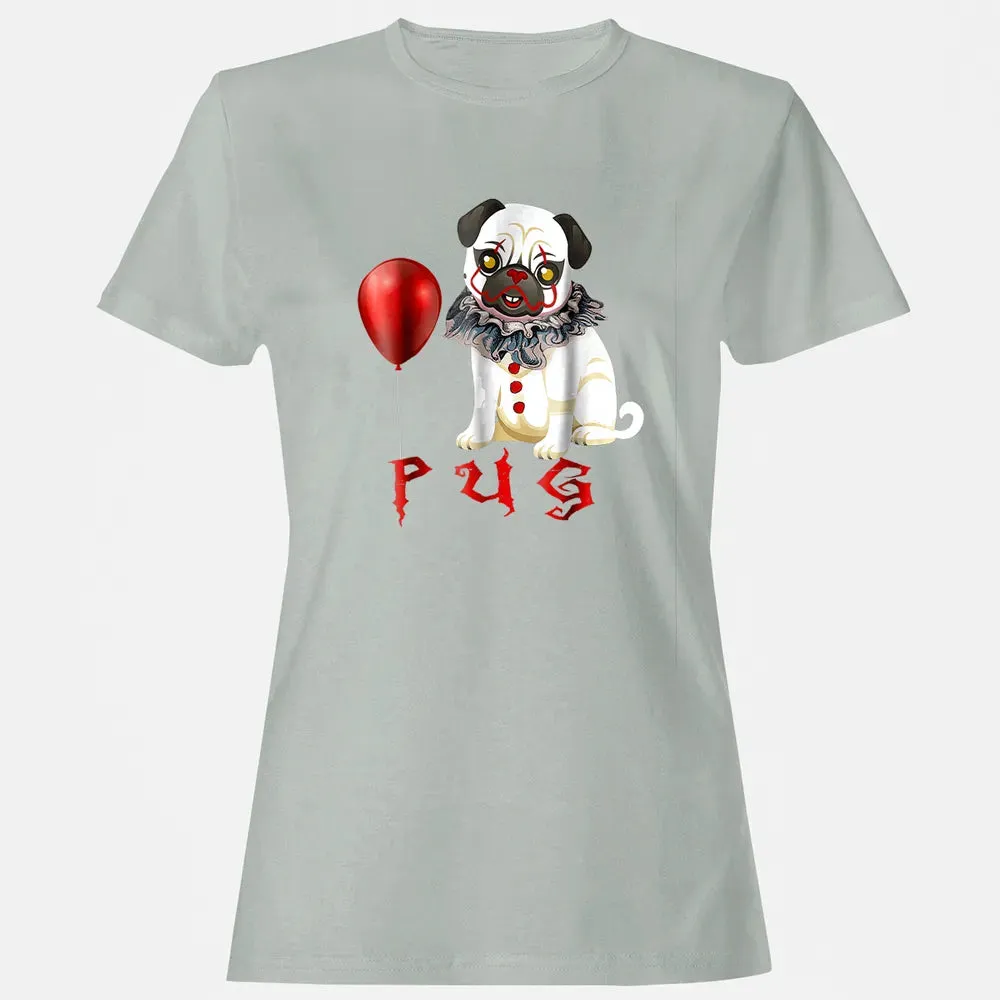 Pug Clown Funny Halloween Costume Horror Balloon Gift T Women's T-shirt - 2