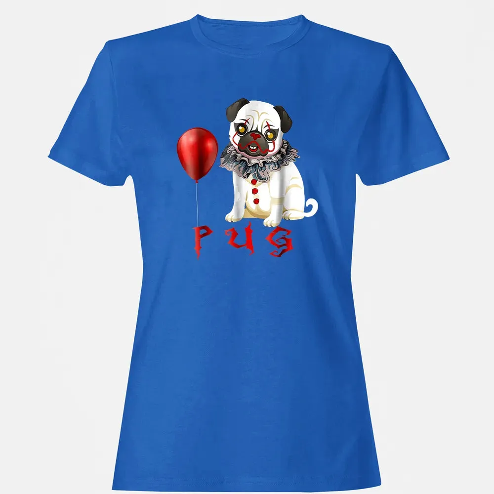 Pug Clown Funny Halloween Costume Horror Balloon Gift T Women's T-shirt - 14