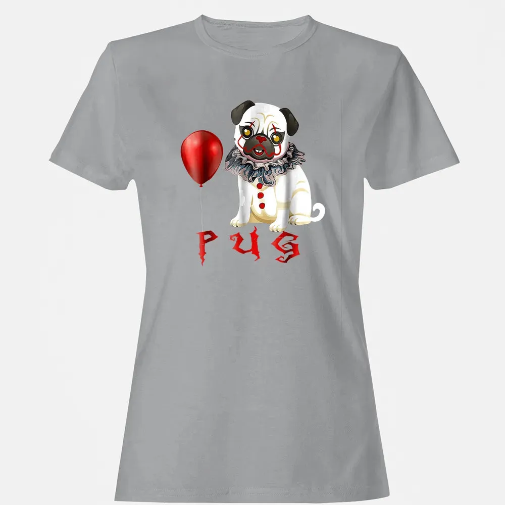 Pug Clown Funny Halloween Costume Horror Balloon Gift T Women's T-shirt - 15