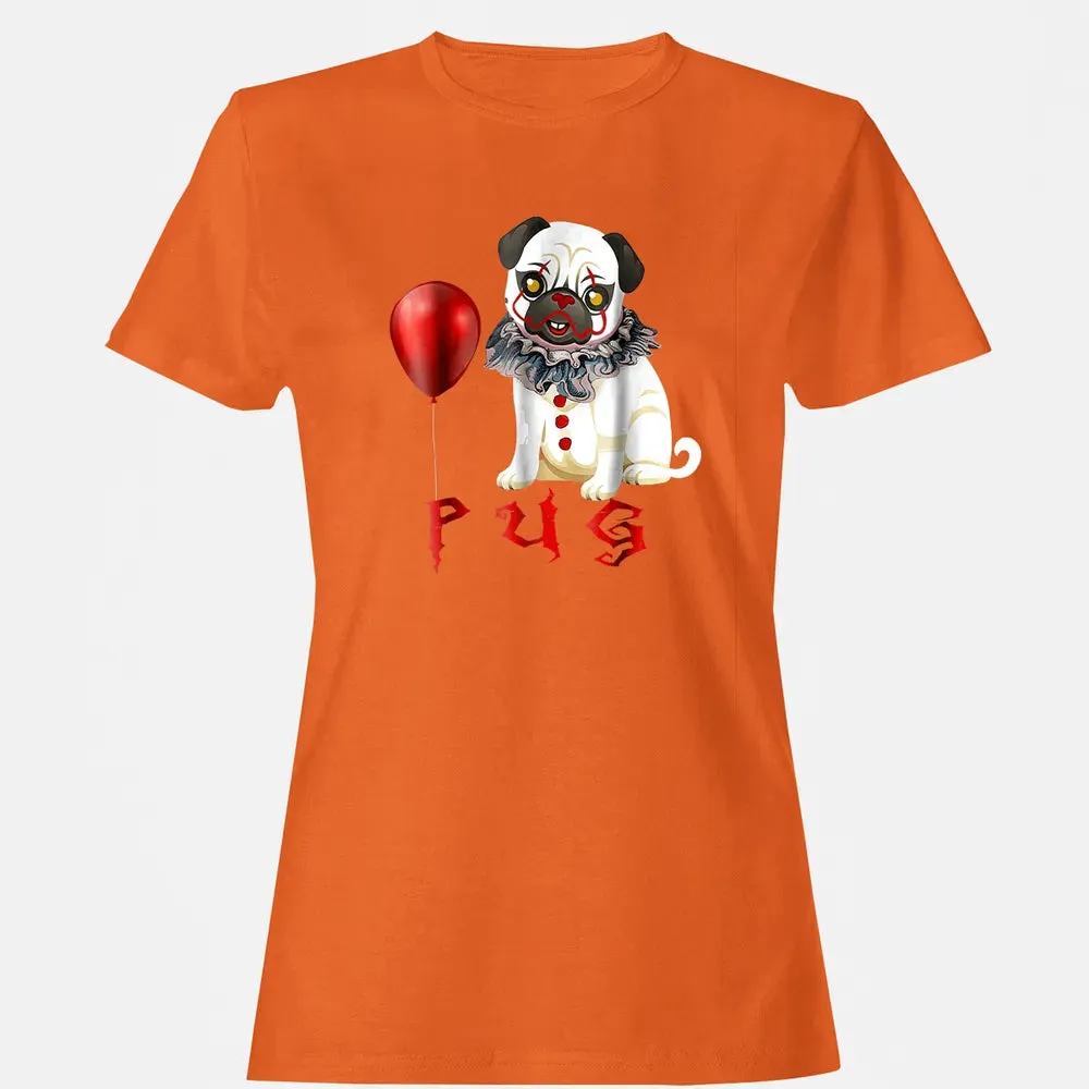 Pug Clown Funny Halloween Costume Horror Balloon Gift T Women's T-shirt - 11