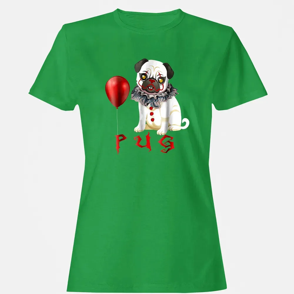 Pug Clown Funny Halloween Costume Horror Balloon Gift T Women's T-shirt - 7
