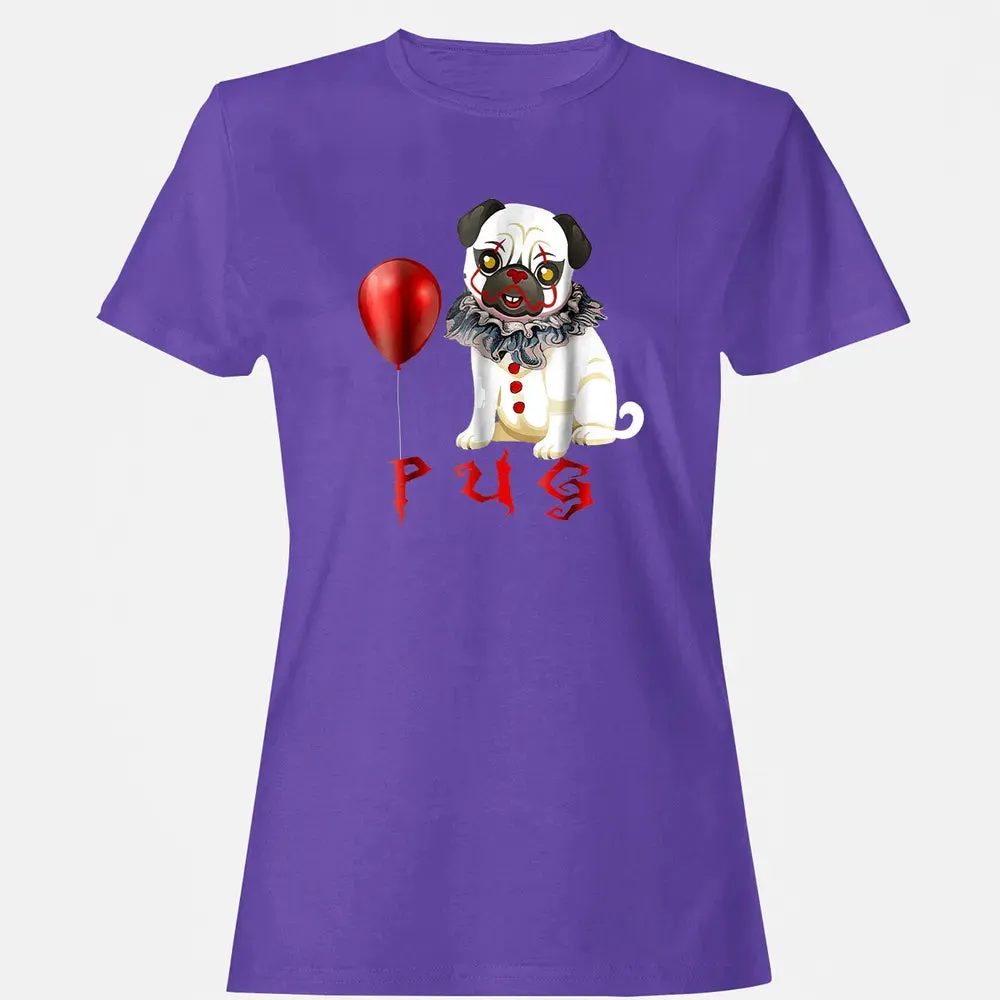 Pug Clown Funny Halloween Costume Horror Balloon Gift T Women's T-shirt - 12