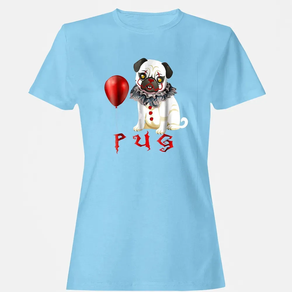 Pug Clown Funny Halloween Costume Horror Balloon Gift T Women's T-shirt - 8