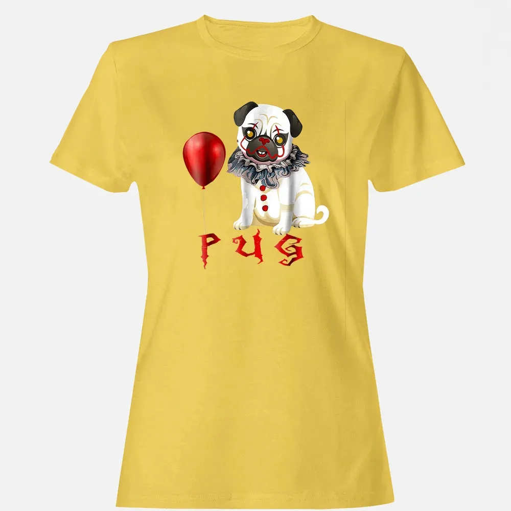 Pug Clown Funny Halloween Costume Horror Balloon Gift T Women's T-shirt - 4