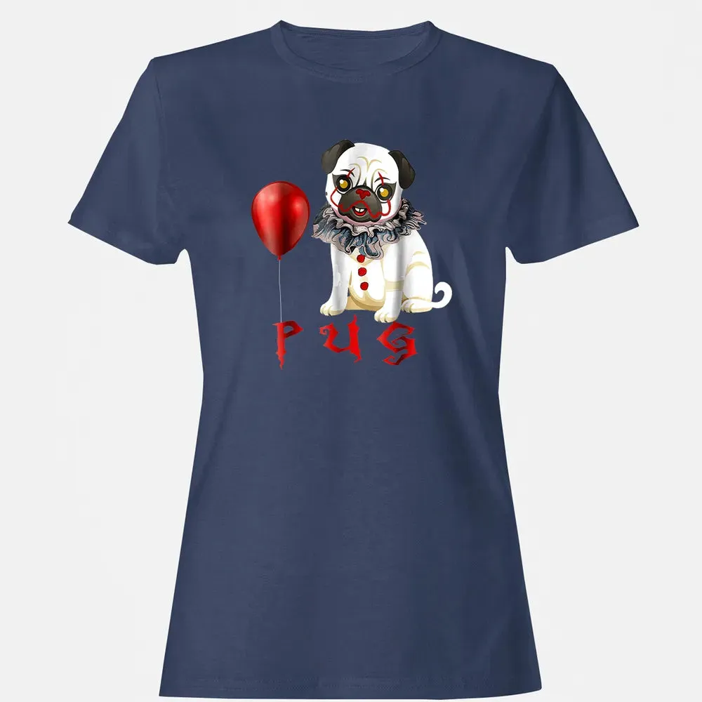 Pug Clown Funny Halloween Costume Horror Balloon Gift T Women's T-shirt - 10