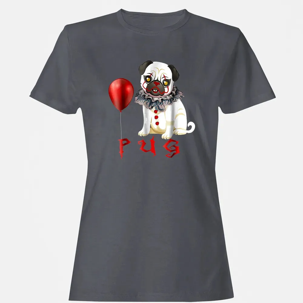 Pug Clown Funny Halloween Costume Horror Balloon Gift T Women's T-shirt - 5