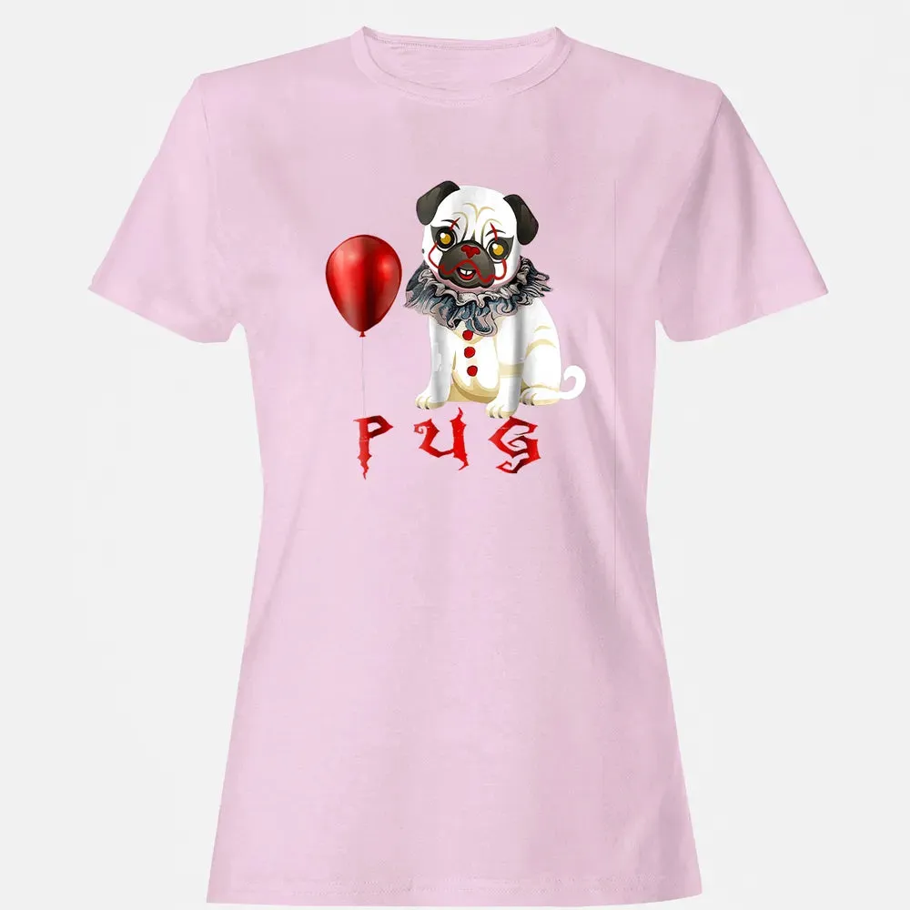 Pug Clown Funny Halloween Costume Horror Balloon Gift T Women's T-shirt - 9