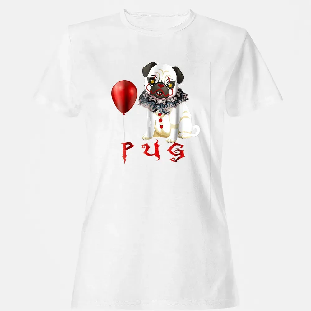 Pug Clown Funny Halloween Costume Horror Balloon Gift T Women's T-shirt - 16