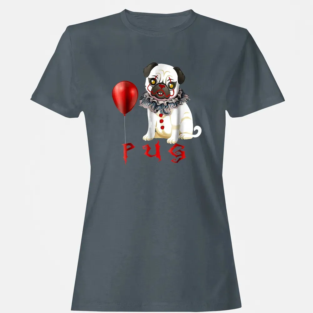 Pug Clown Funny Halloween Costume Horror Balloon Gift T Women's T-shirt - 3