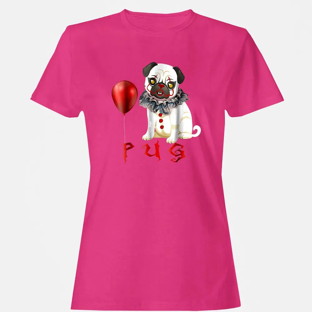 Pug Clown Funny Halloween Costume Horror Balloon Gift T Women's T-shirt - 6