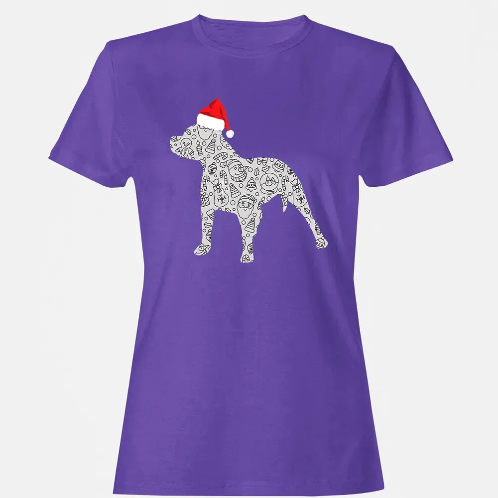 Santa Hat Pitbull Christmas  Dog Lover Christmas Gift Women's T-shirt - 12