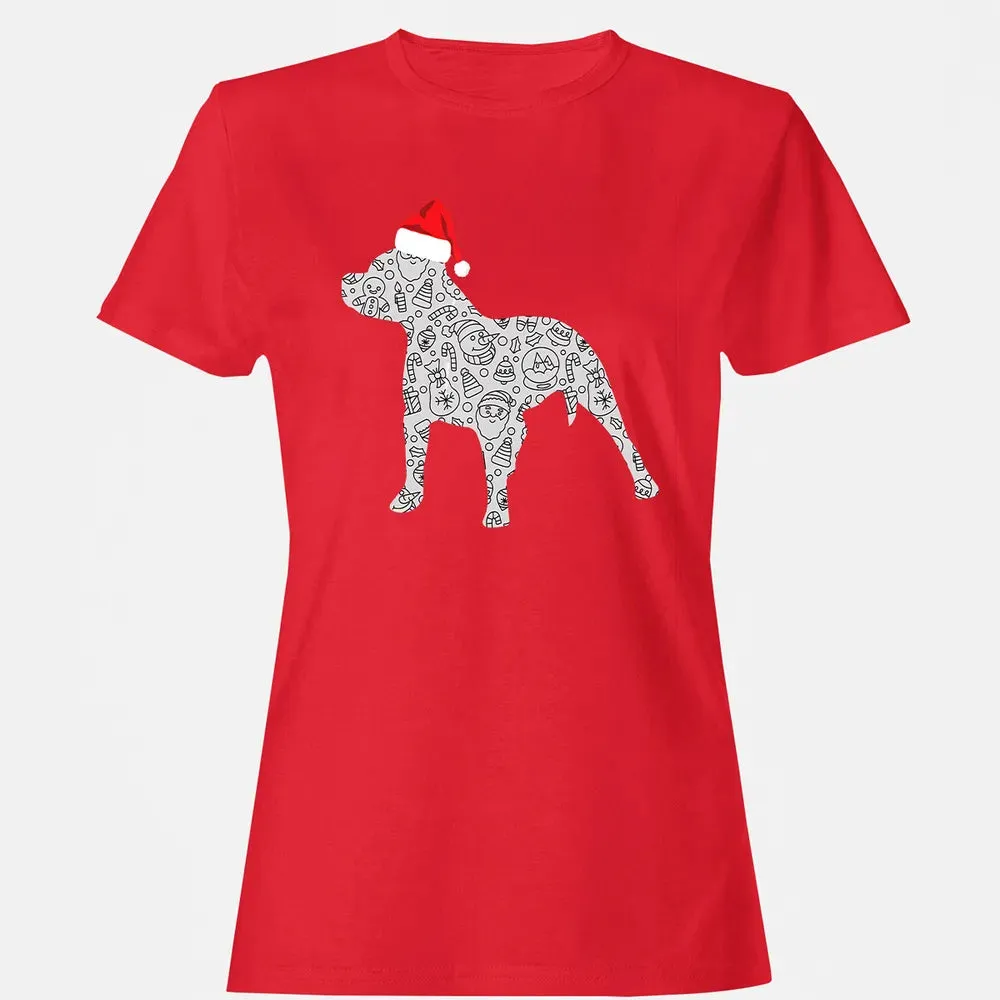 Santa Hat Pitbull Christmas  Dog Lover Christmas Gift Women's T-shirt - 13
