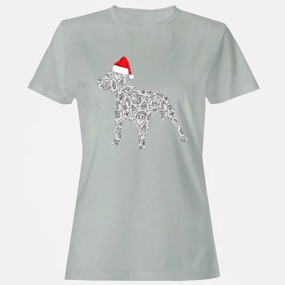 Santa Hat Pitbull Christmas  Dog Lover Christmas Gift Women's T-shirt - 2