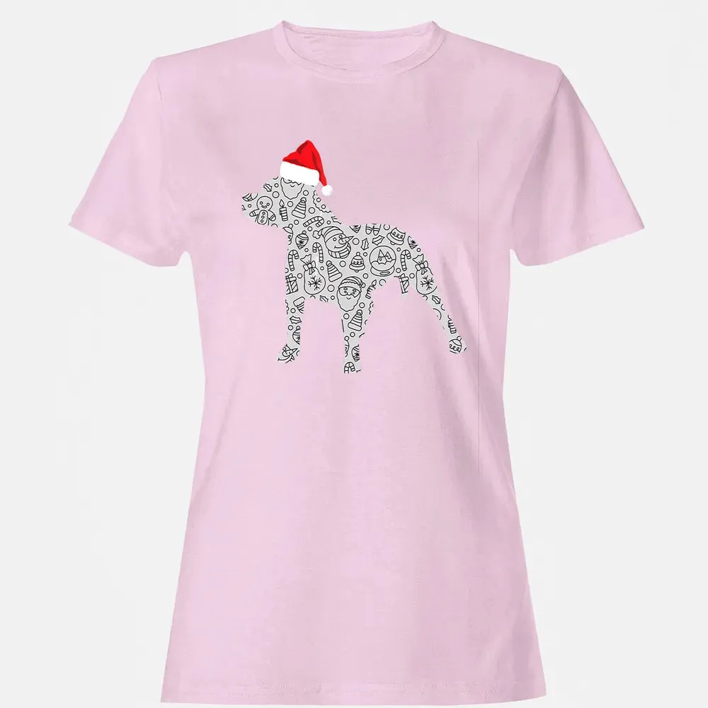 Santa Hat Pitbull Christmas  Dog Lover Christmas Gift Women's T-shirt - 9