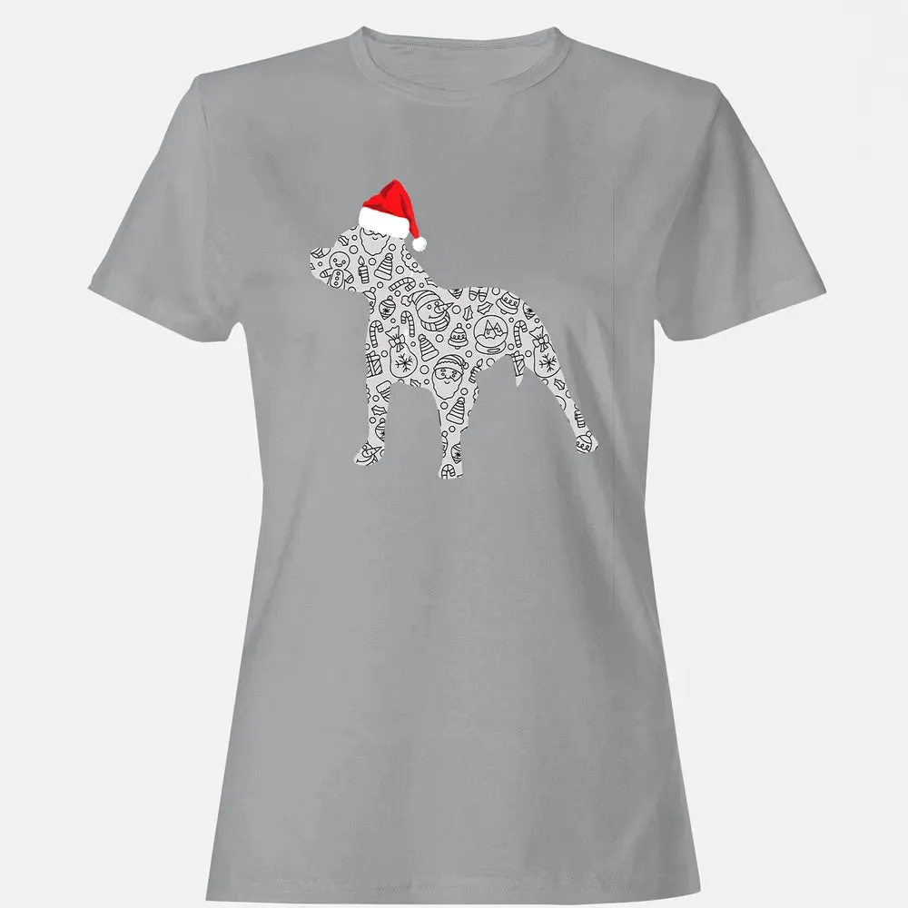 Santa Hat Pitbull Christmas  Dog Lover Christmas Gift Women's T-shirt - 15