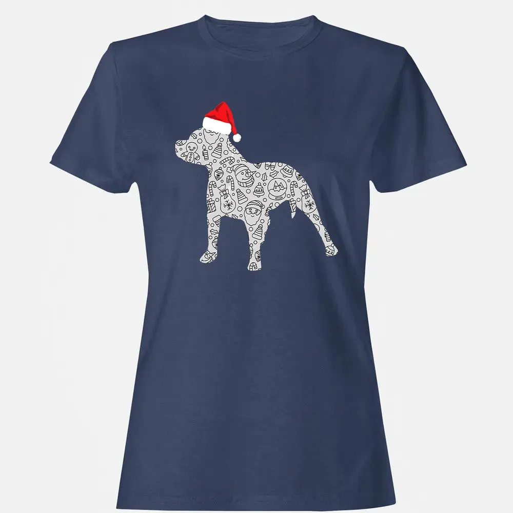 Santa Hat Pitbull Christmas  Dog Lover Christmas Gift Women's T-shirt - 10