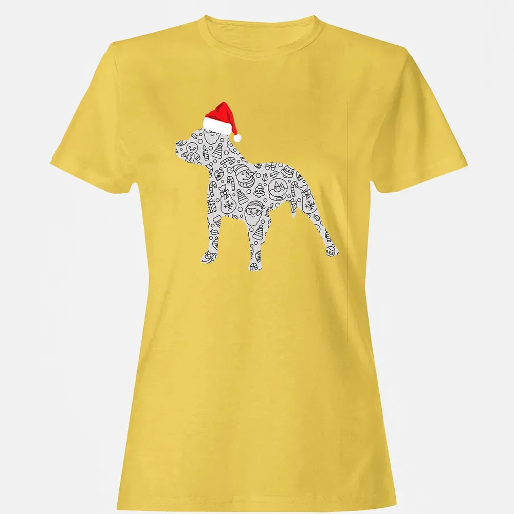 Santa Hat Pitbull Christmas  Dog Lover Christmas Gift Women's T-shirt - 4