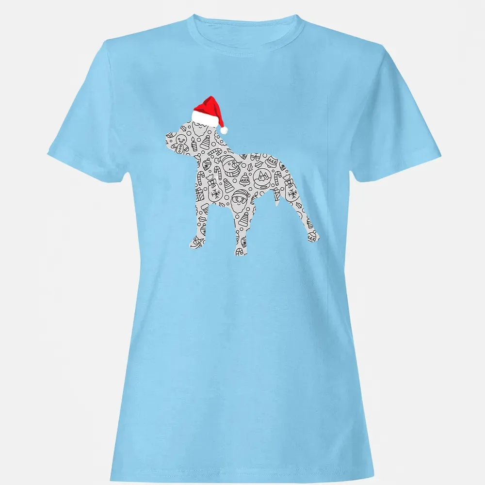 Santa Hat Pitbull Christmas  Dog Lover Christmas Gift Women's T-shirt - 8