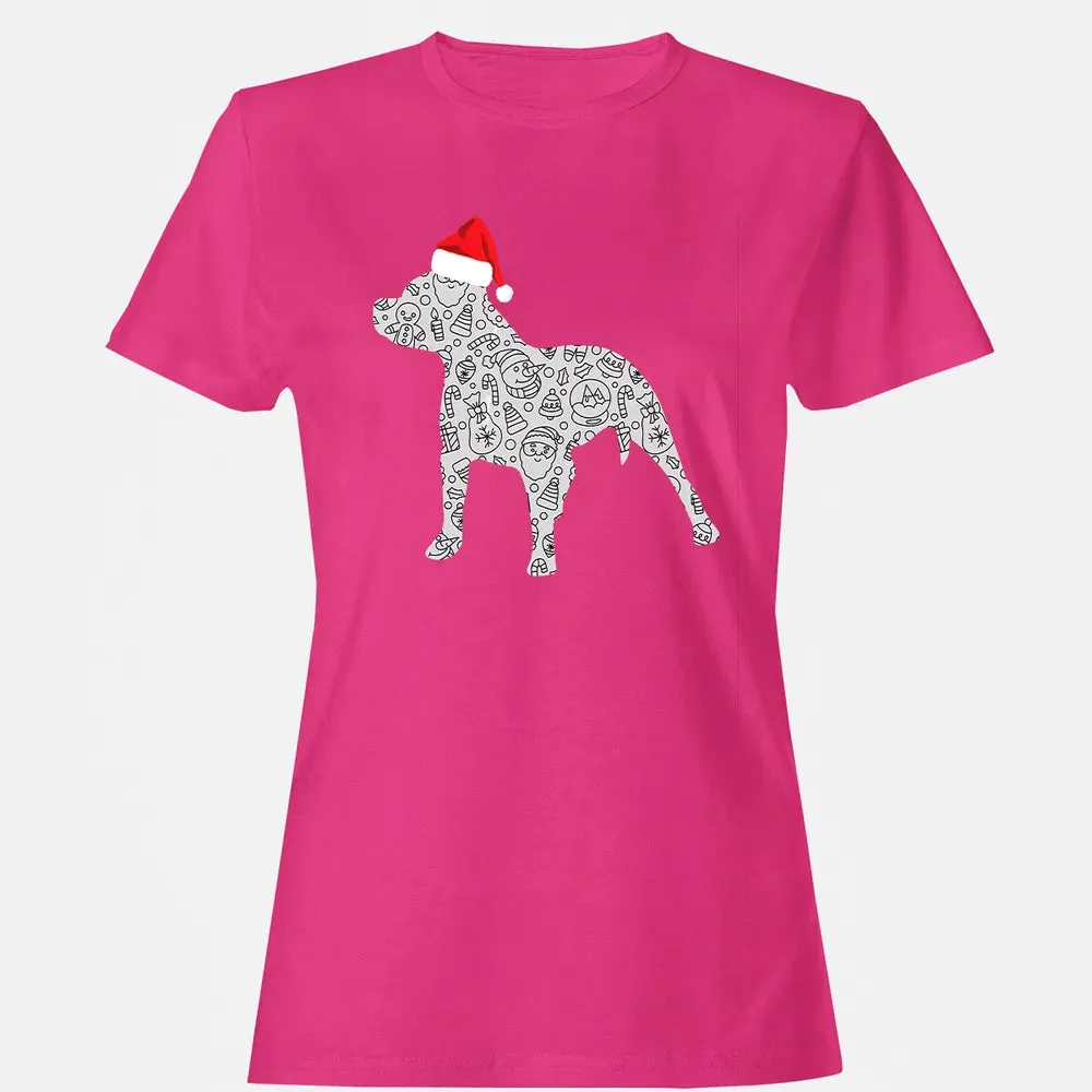 Santa Hat Pitbull Christmas  Dog Lover Christmas Gift Women's T-shirt - 6