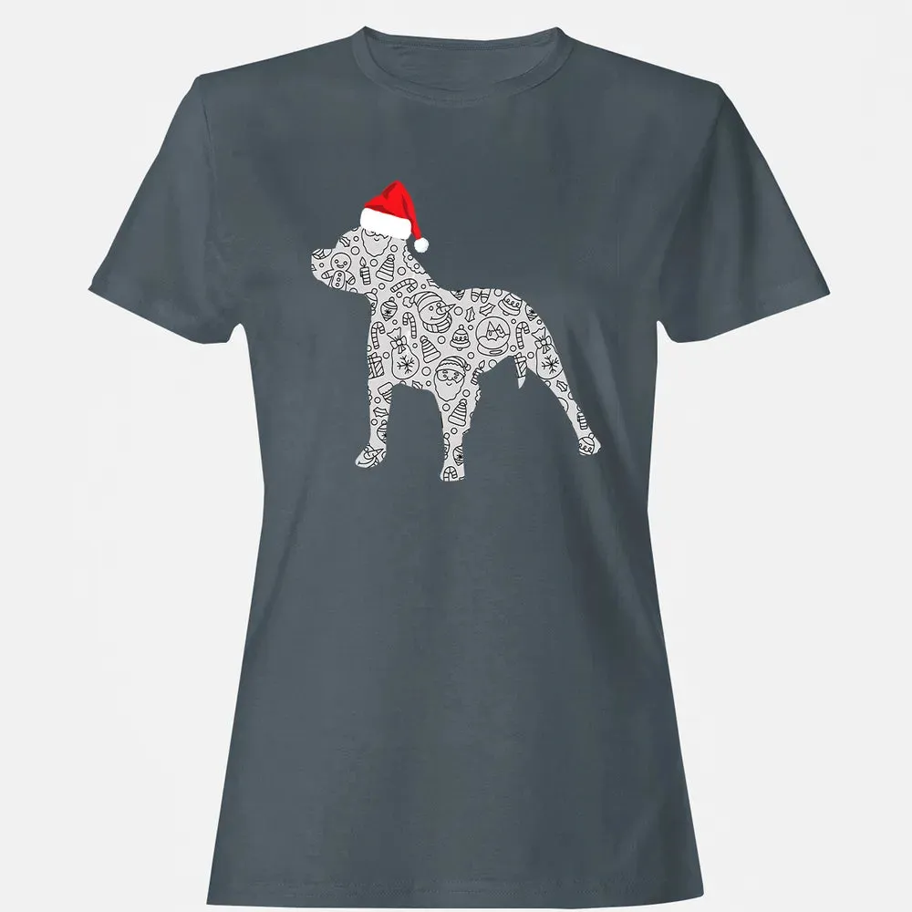 Santa Hat Pitbull Christmas  Dog Lover Christmas Gift Women's T-shirt - 3