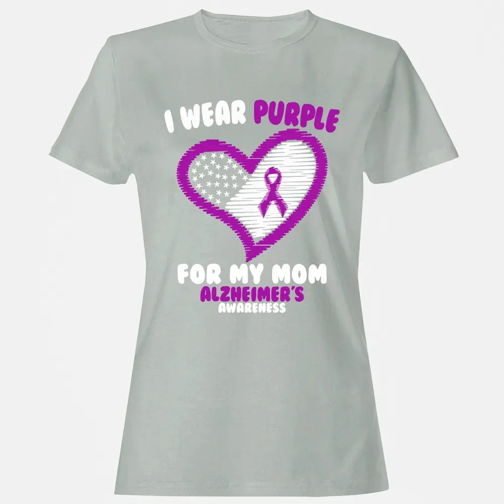 I Wear Purple For My Mom Alzheimer's Awareness Women's T-shirt - 2
