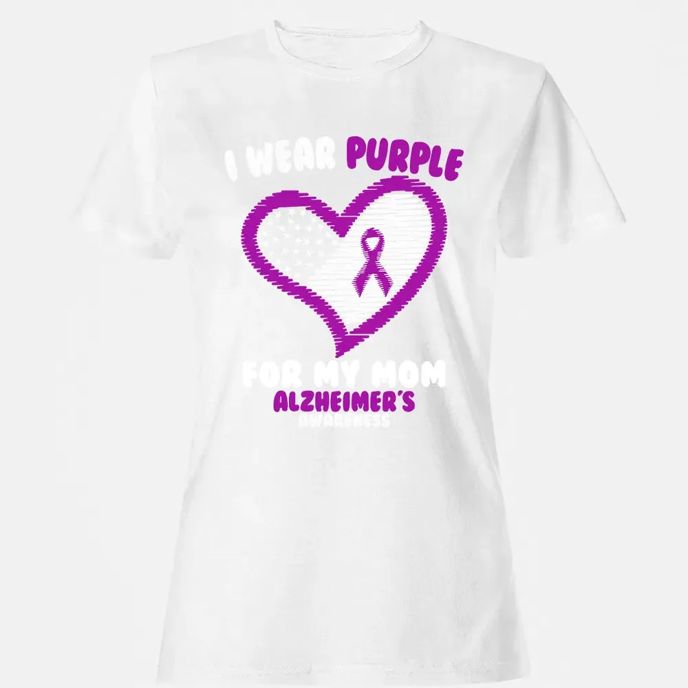 I Wear Purple For My Mom Alzheimer's Awareness Women's T-shirt - 16