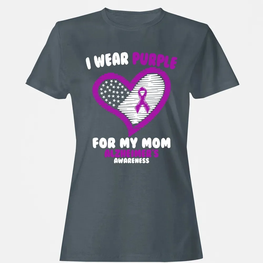 I Wear Purple For My Mom Alzheimer's Awareness Women's T-shirt - 3