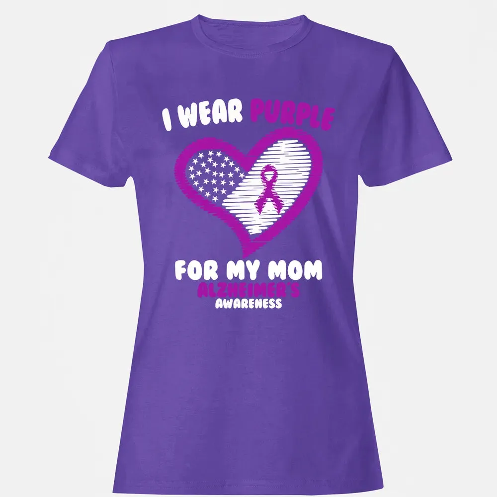 I Wear Purple For My Mom Alzheimer's Awareness Women's T-shirt - 12