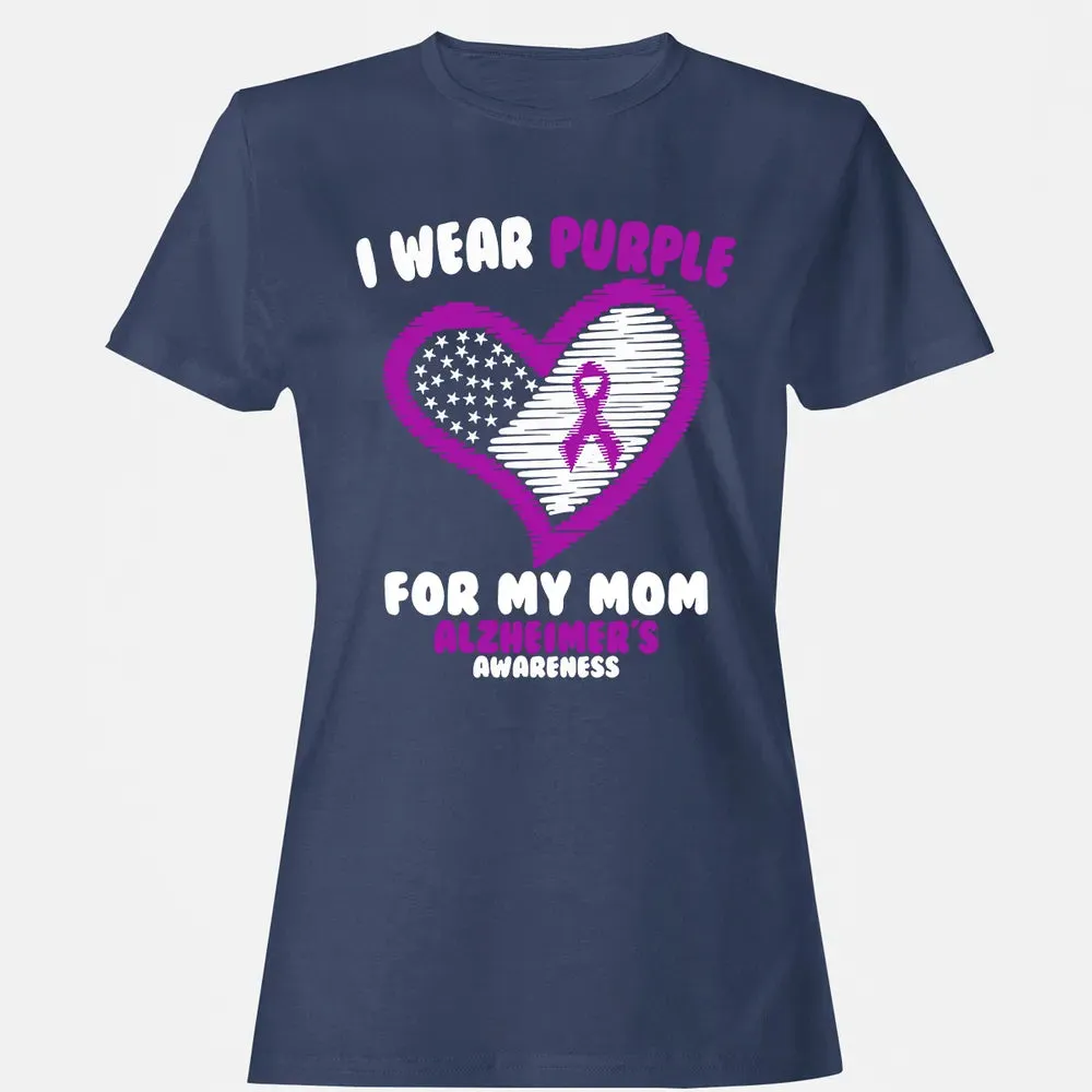 I Wear Purple For My Mom Alzheimer's Awareness Women's T-shirt - 10