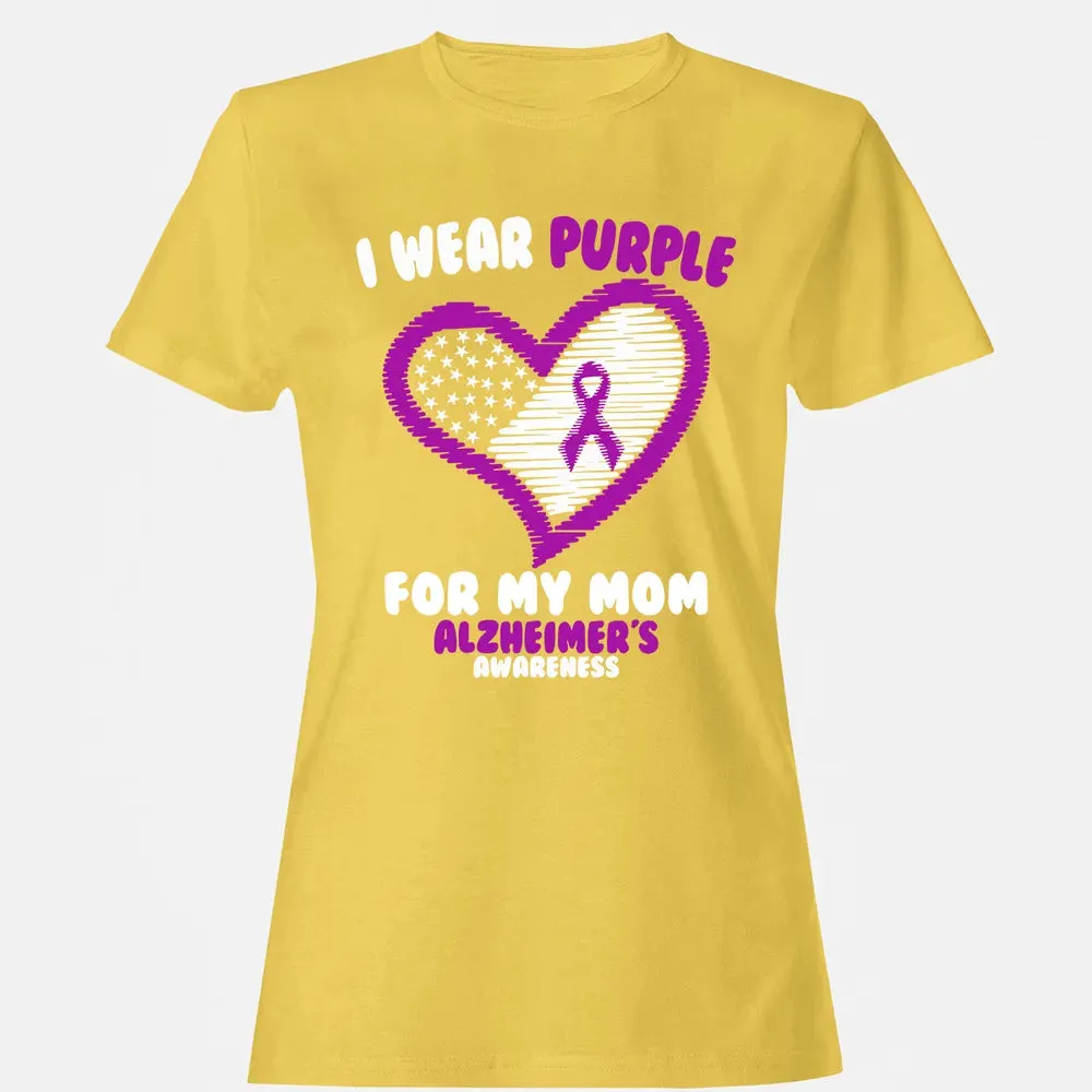 I Wear Purple For My Mom Alzheimer's Awareness Women's T-shirt - 4