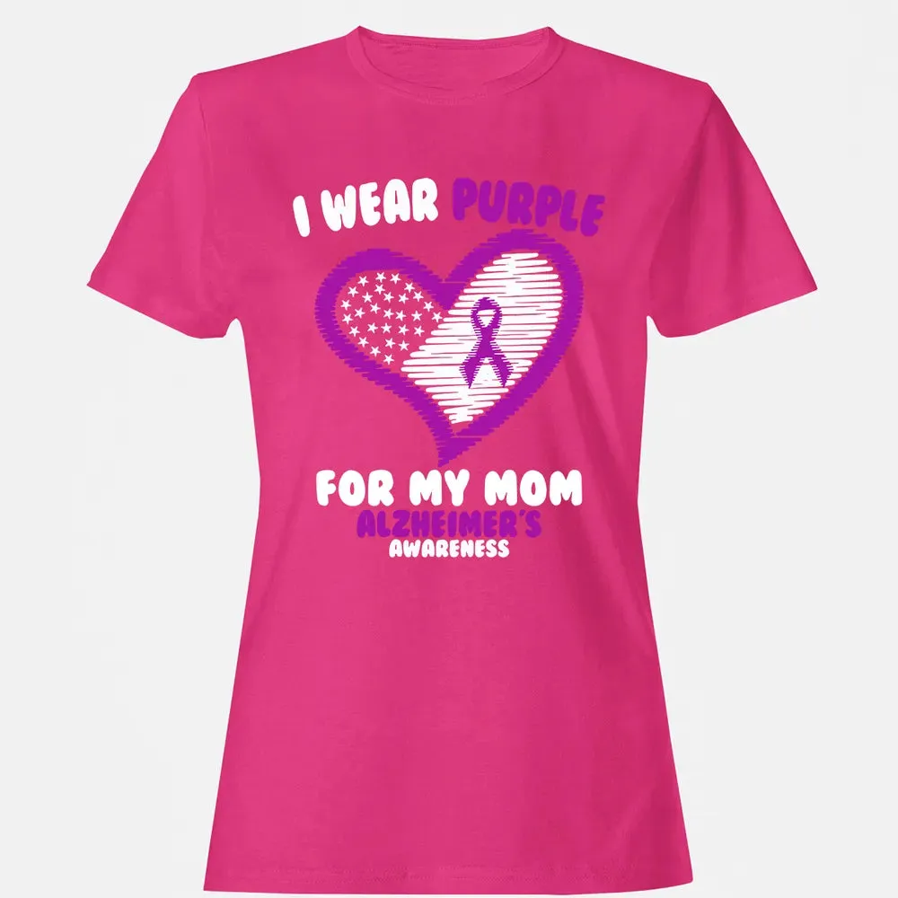 I Wear Purple For My Mom Alzheimer's Awareness Women's T-shirt - 6