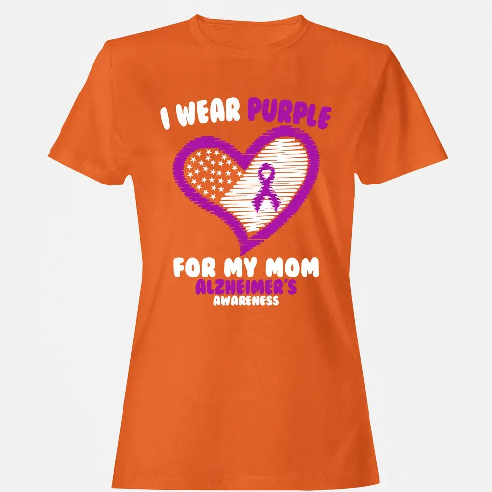 I Wear Purple For My Mom Alzheimer's Awareness Women's T-shirt - 11
