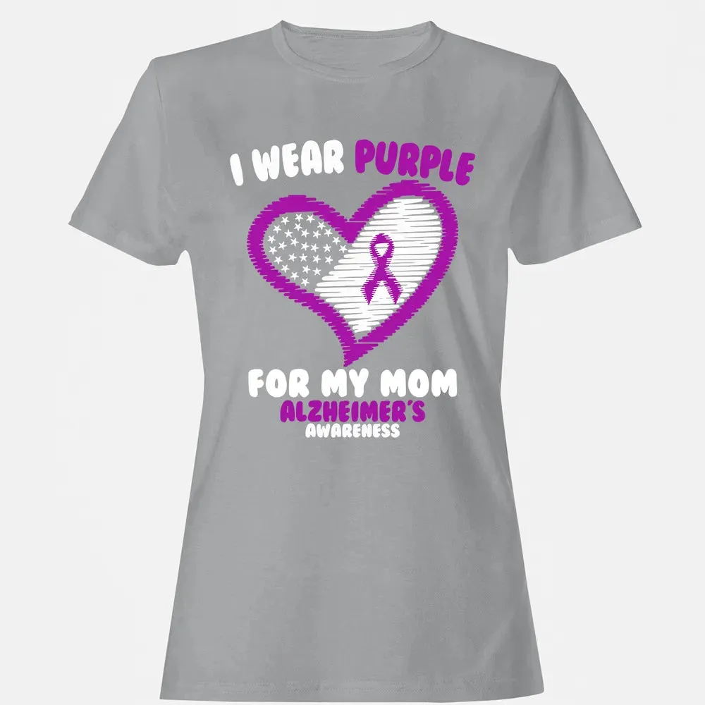 I Wear Purple For My Mom Alzheimer's Awareness Women's T-shirt - 15