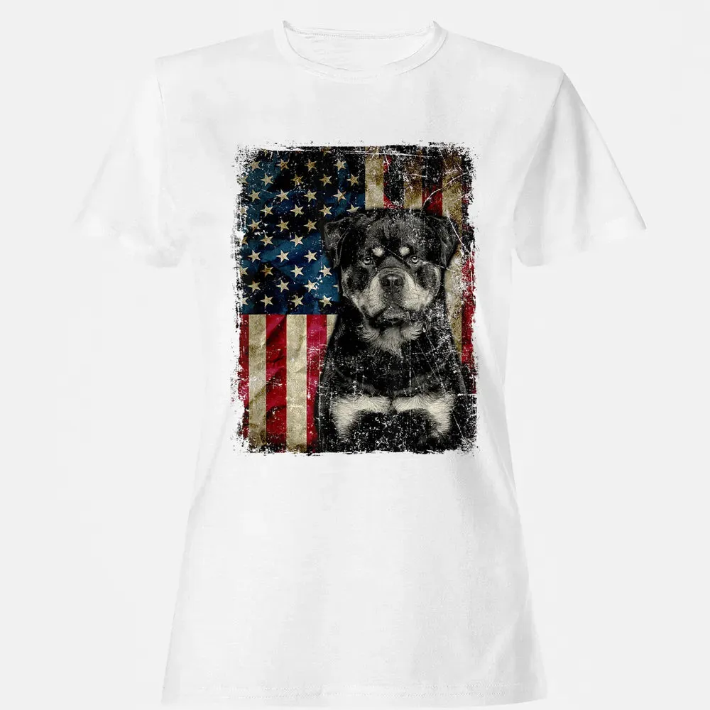 Rottweiler Dog 4th of July American Flag patriotic Gift Women's T-shirt - 16