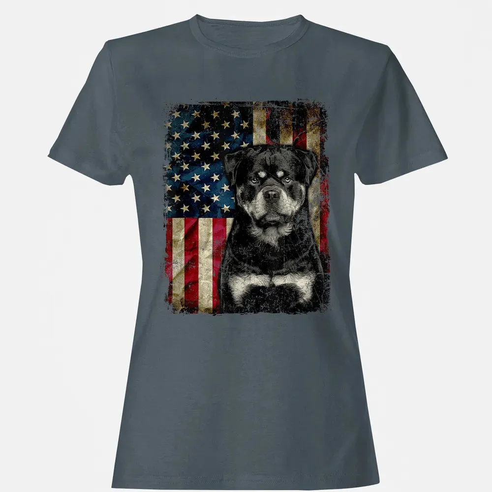 Rottweiler Dog 4th of July American Flag patriotic Gift Women's T-shirt - 3