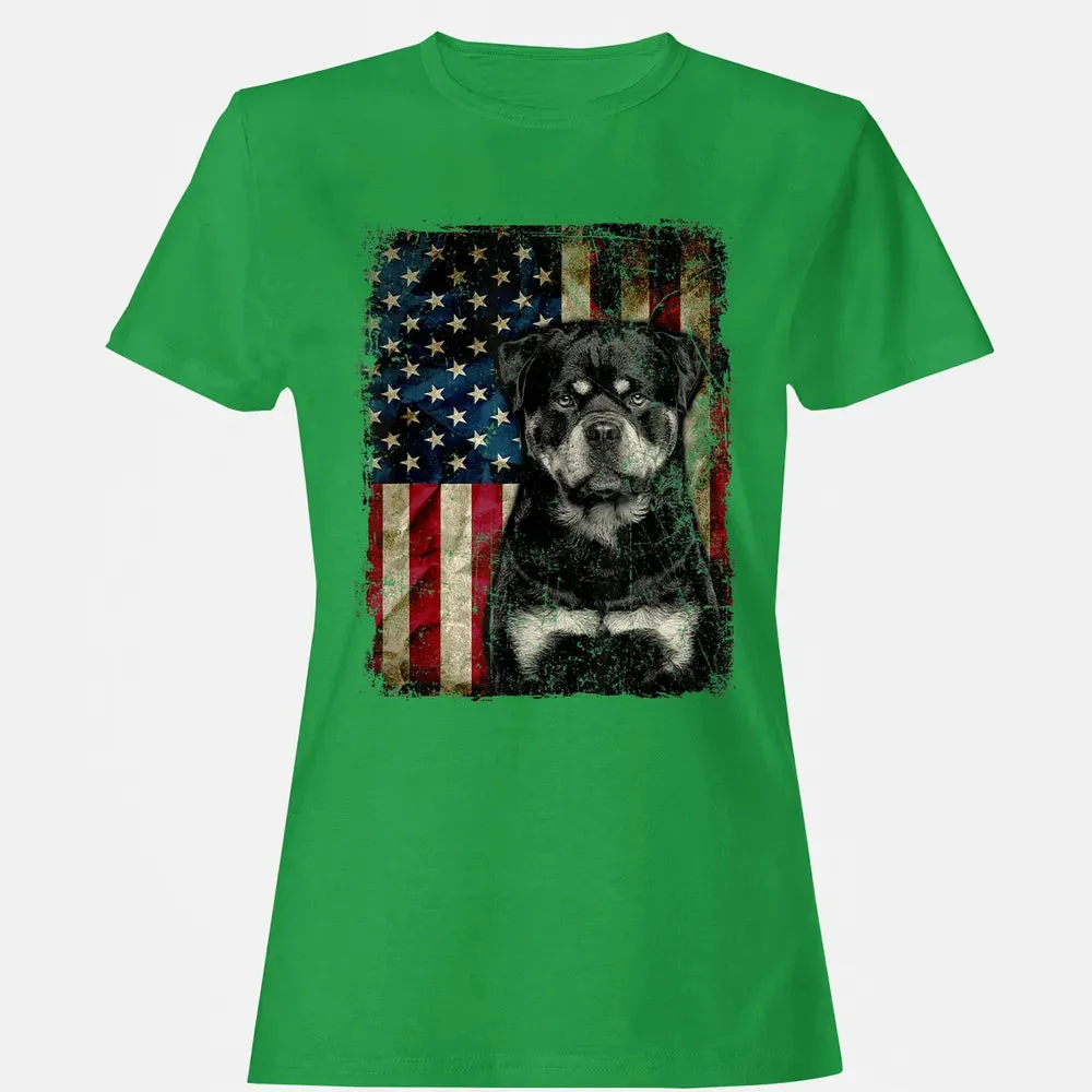 Rottweiler Dog 4th of July American Flag patriotic Gift Women's T-shirt - 7